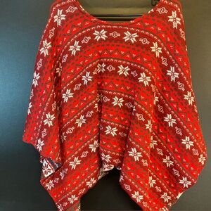 Red and White Snowflake Poncho